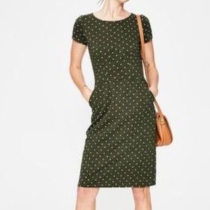 Boden Phoebe Polka Dot Short Sleeve Green Dress, Size 10, Women's
